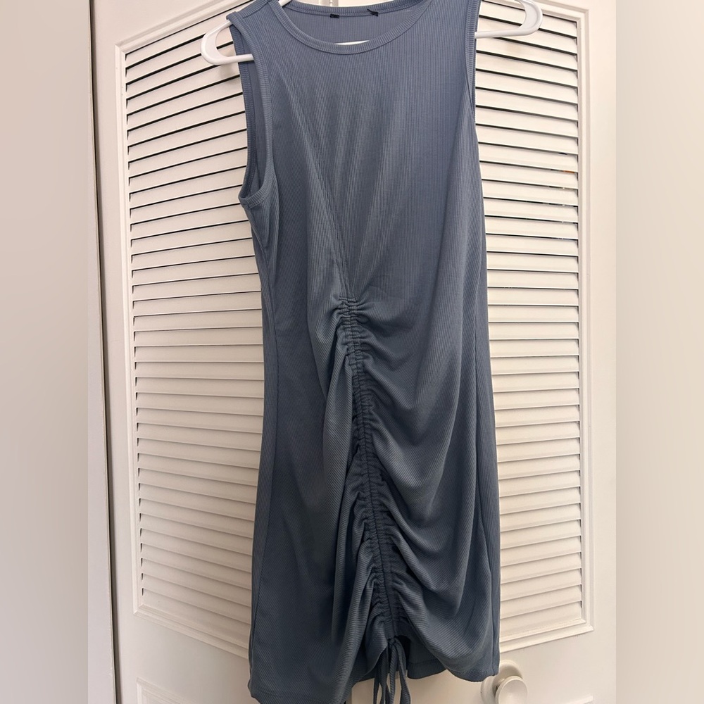 Ruched Sleeveless Dress in Blue